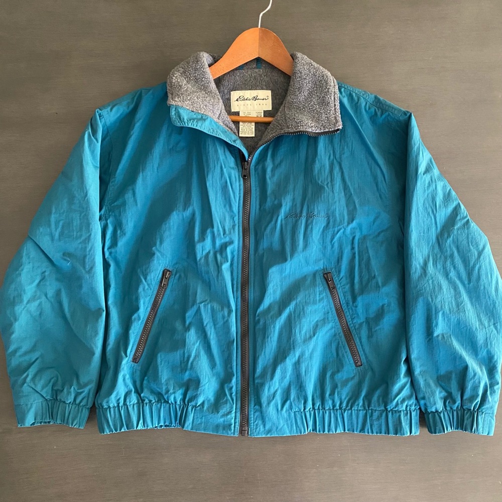 Eddie Bauer Vintage Polartec Fleece Lined Jacket Teal Blue Womens Medium 0272